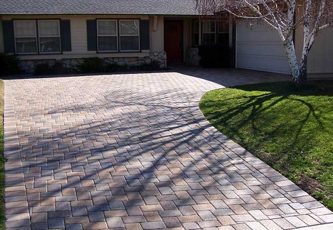Driveway done with paver stones Driveway done with paver stones
