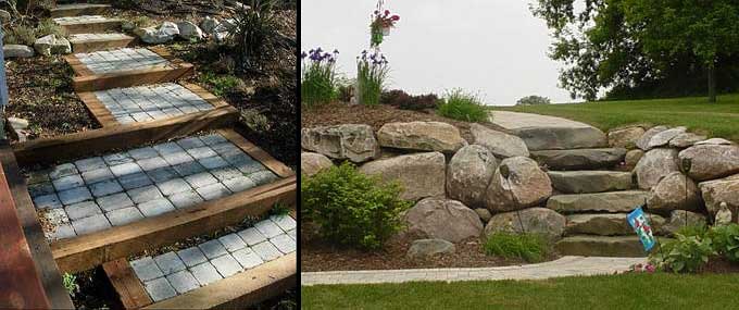 Two types of landscaping steps