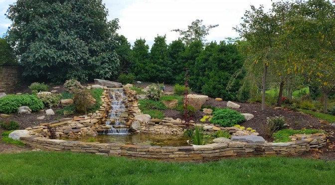 Pond and waterfall project for a client in Crozet, VA